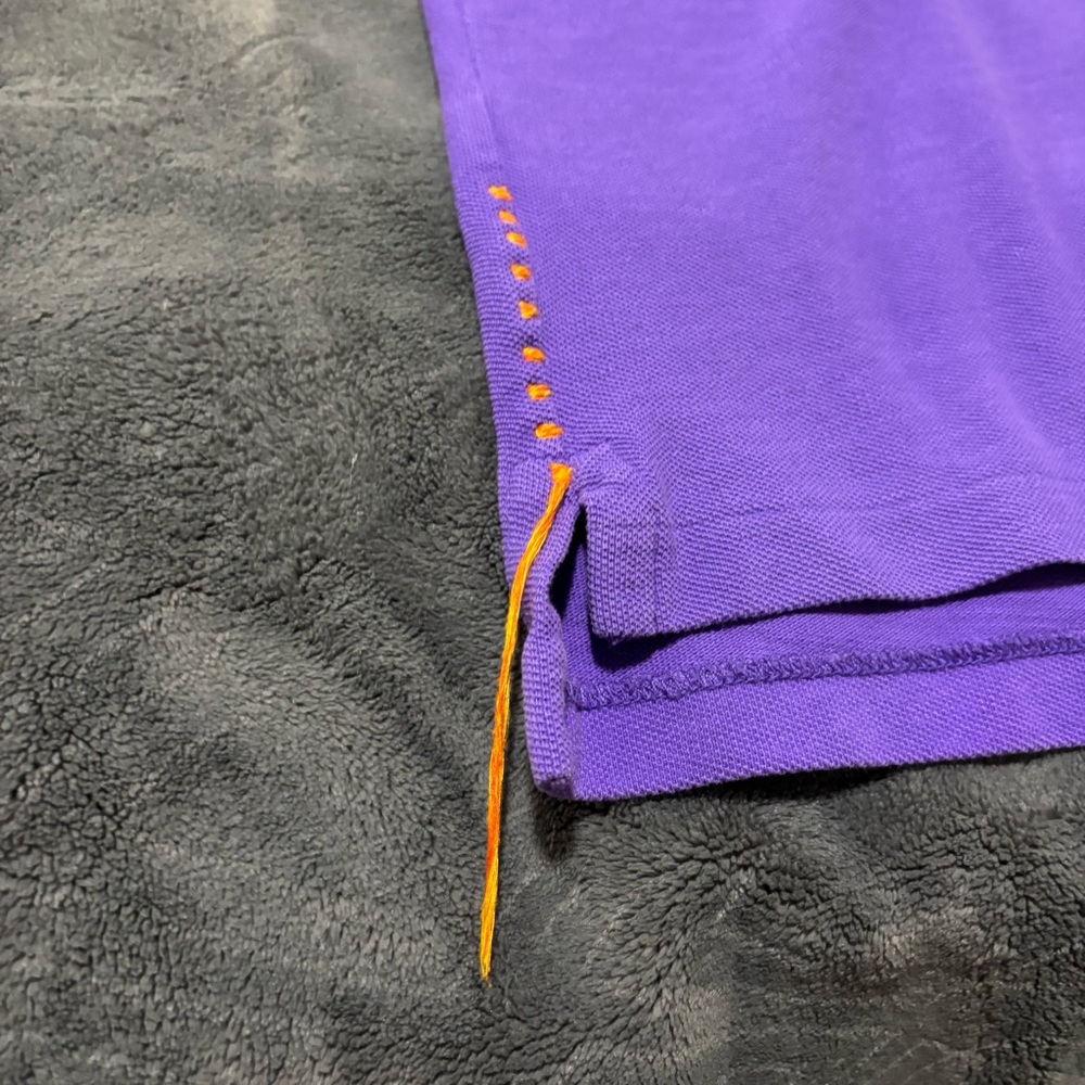 Polo Ralph Lauren Purple Lizard Shirt Green Collar Mens Large - Picture 6 of 7